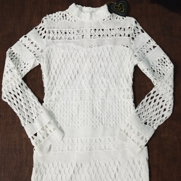 ❤Club L White Cut Out Long Sleeve Party Dress - Picture 2 of 8